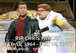 A Man Is Holding A Guitar Next To A Woman Who Is Holding A Broken Heart . GIF