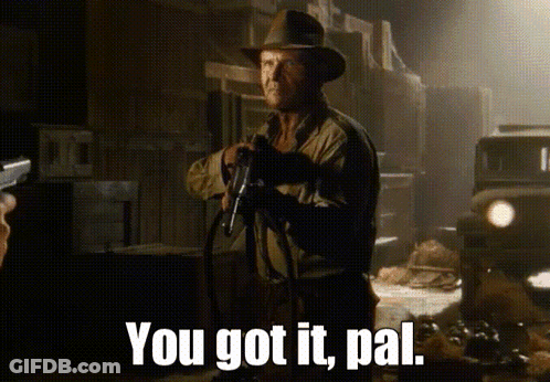 A Man Is Holding A Gun And Says You Got It Pal GIF