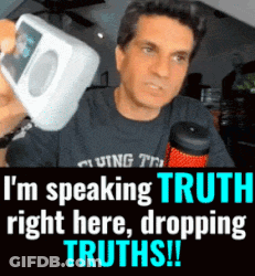 A Man Is Holding A Ipod In His Hand And Says I 'M Speaking Truth Right Here Dropping Truths GIF