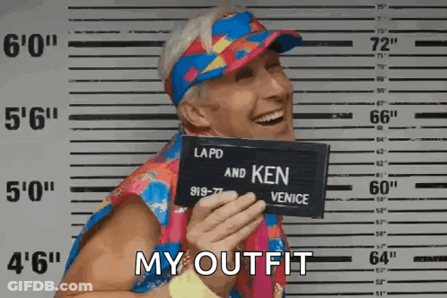 A Man Is Holding A Mugshot In Front Of A Police Line Up And Saying `` My Outfit '' . GIF