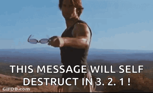 A Man Is Holding A Pair Of Sunglasses And Says This Message Will Self Destruct In 3. 2.1 ! GIF