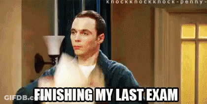 A Man Is Holding A Piece Of Paper And Says Finishing My Last Exam GIF