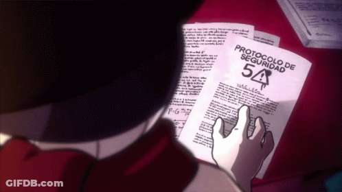 A Man Is Holding A Piece Of Paper That Says Protocolo De Seguridad 54 GIF