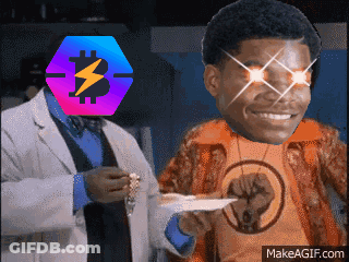 A Man Is Holding A Piece Of Paper With A Fist On It And A Lightning Bolt On His Head GIF