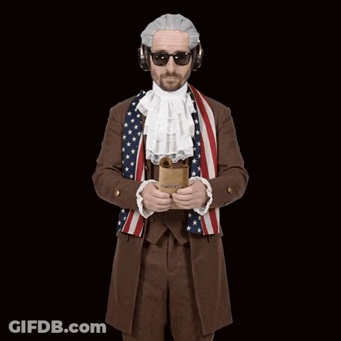 A Man Is Holding A Piece Of Paper With The Word Constitution On It GIF