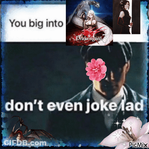 A Man Is Holding A Pink Flower In Front Of A Sign That Says You Big Into Don T Even Joke Lad GIF