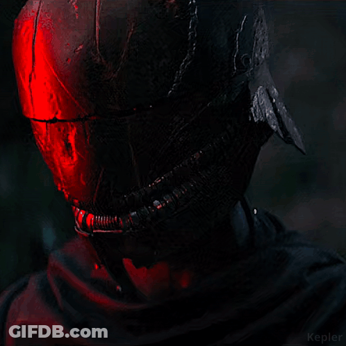 A Man Is Holding A Red Light Saber And The Word Kepler Is On The Bottom Right GIF