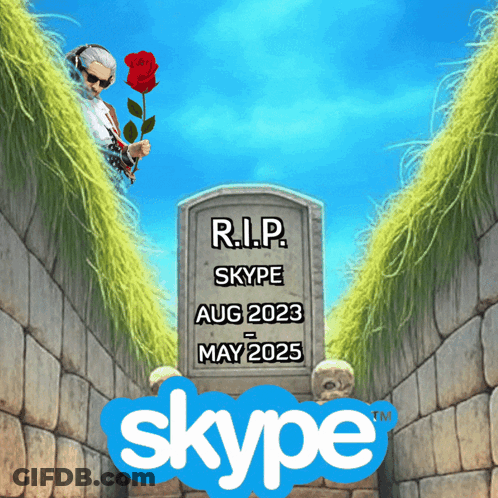A Man Is Holding A Rose In Front Of A Skype Logo GIF