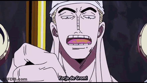 A Man Is Holding A Stick And Says Forja De Grom . GIF