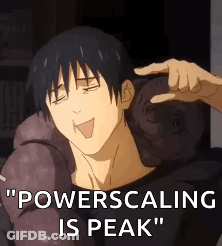 A Man Is Holding A Stuffed Animal And Saying `` Power Scaling Is Peak '' While Sitting On A Couch . GIF