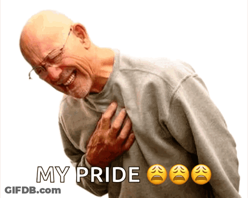 A Man Is Holding His Chest With The Words " My Pride " Written Below Him GIF
