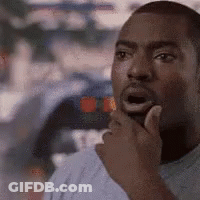 A Man Is Holding His Hand To His Chin And Making A Surprised Face . GIF