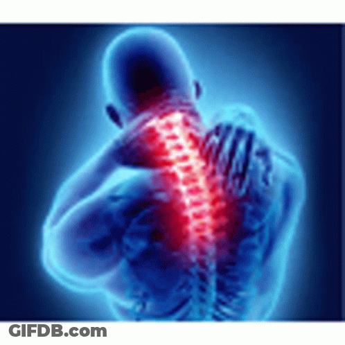 A Man Is Holding His Neck And Back In Pain Because Of A Sickness . GIF