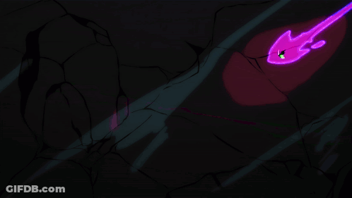 A Man Is Holding Two Green Lightsabers In His Hands In A Purple And Pink Background . GIF