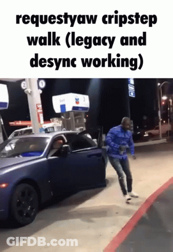 A Man Is Jumping Out Of A Car At A Gas Station GIF