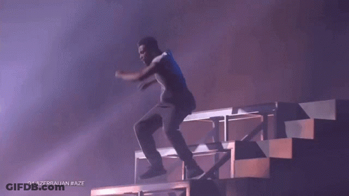 A Man Is Jumping Over A Set Of Stairs With The Words 04 Azerbaijan #Aze Below Him GIF