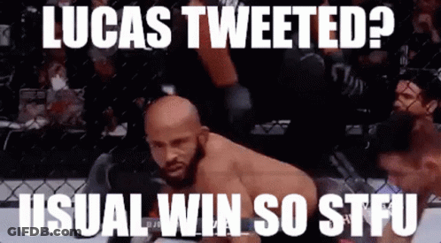 A Man Is Kneeling Down In A Cage With A Caption That Says Lucas Tweeted ? GIF