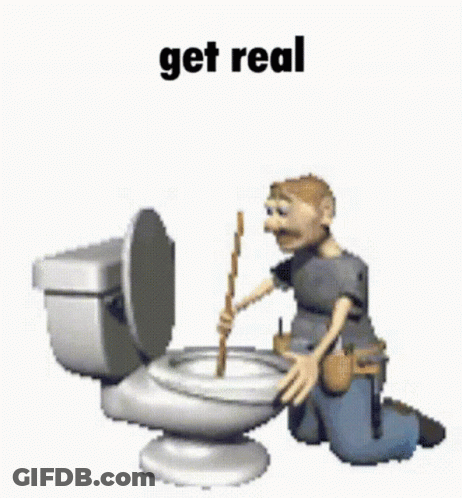 A Man Is Kneeling Down Next To A Toilet With A Plunger . GIF