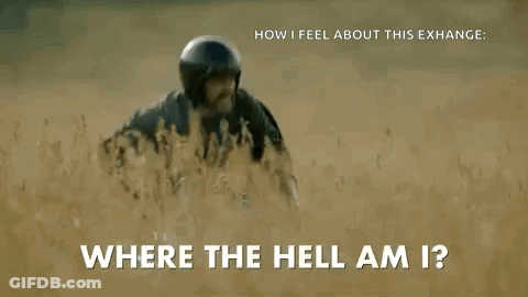 A Man Is Kneeling In The Dirt In A Field With The Words `` Where The Hell Am I '' . GIF