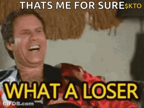 A Man Is Laughing And Saying That 'S Me For Sure , What A Loser . GIF