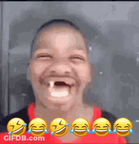 A Man Is Laughing With Tears Coming Out Of His Eyes And A Row Of Smiley Faces Are Behind Him GIF