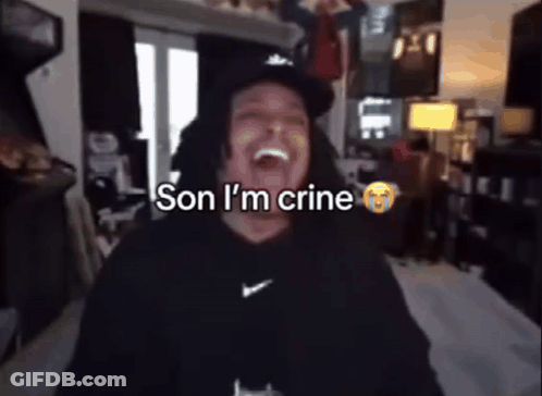 A Man Is Laughing With The Words Son I 'M Crine GIF