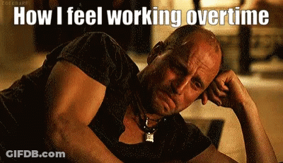 A Man Is Laying Down With The Words How I Feel Working Overtime Written Above Him GIF