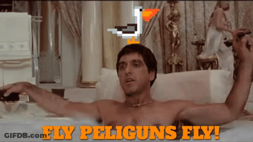A Man Is Laying In A Bathtub With The Words Fly Peliguns Fly GIF