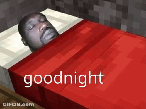 A Man Is Laying In A Bed With The Words Goodnight Written On It GIF