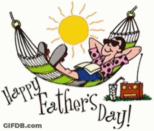 A Man Is Laying In A Hammock With The Words Happy Father 'S Day GIF