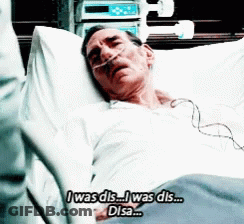 A Man Is Laying In A Hospital Bed And Says I Was Dis I Was Dis Disa GIF