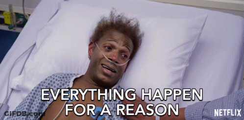 A Man Is Laying In A Hospital Bed With The Words Everything Happen For A Reason GIF