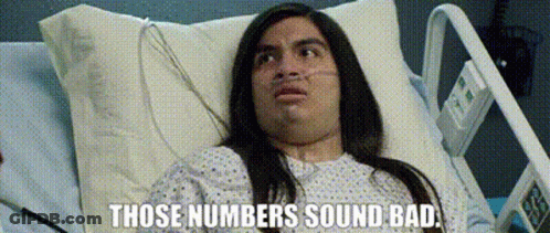 A Man Is Laying In A Hospital Bed With The Words Those Numbers Sound Bad On The Bottom GIF