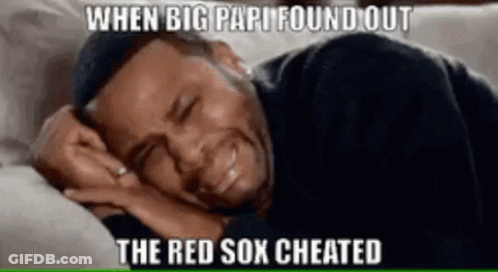 A Man Is Laying On A Couch With A Meme That Says When Big Papi Found Out GIF