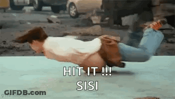 A Man Is Laying On His Stomach On The Ground With The Words `` Hit It ! '' Written On It . GIF