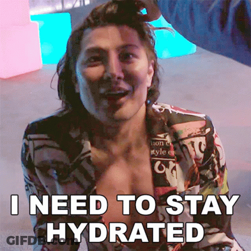 A Man Is Laying On The Floor And Says I Need To Stay Hydrated GIF