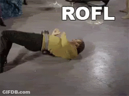 A Man Is Laying On The Floor With The Word Rofl Behind Him GIF