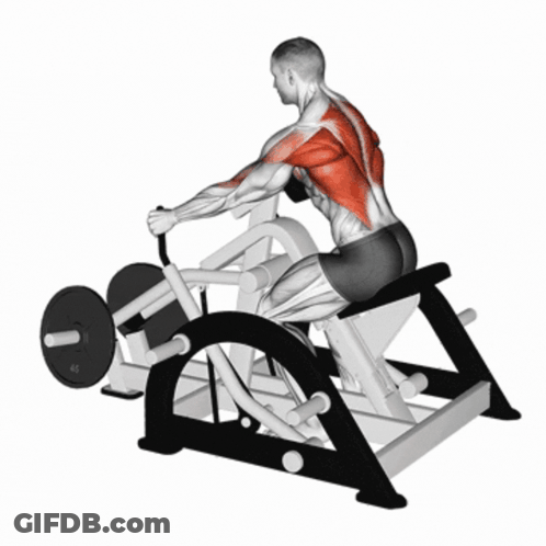 A Man Is Lifting A Barbell On A Machine GIF