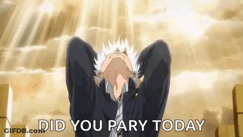 A Man Is Looking Up At The Sky With His Hands Behind His Head And Says `` Did You Pary Today '' . GIF