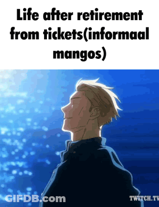A Man Is Looking Up At The Sky With The Words Life After Retirement From Tickets ( Informaal Mangos ) Below Him GIF
