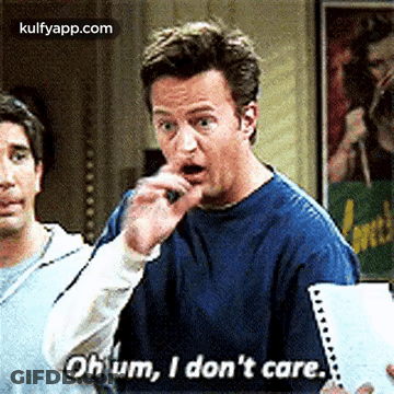 A Man Is Making A Funny Face And Saying `` Oh Um , I Don 'T Care '' . GIF