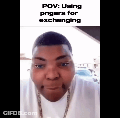 A Man Is Making A Funny Face While Wearing A White Shirt And A Necklace . GIF