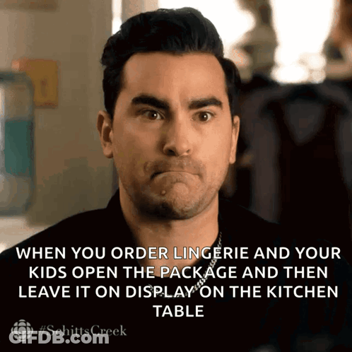 A Man Is Making A Funny Face With The Caption When You Order Lingerie GIF