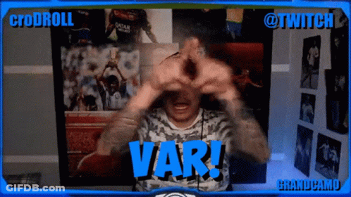 A Man Is Making A Heart With His Hands And The Word Var Is On The Screen GIF