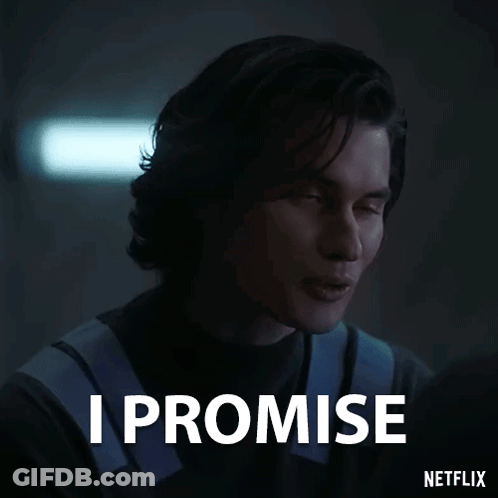 A Man Is Making A Promise With A Netflix Logo In The Background . GIF