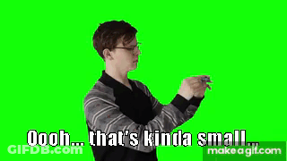 A Man Is Measuring Something With A Tape Measure On A Green Screen And Says `` That 'S Kinda Small '' . GIF