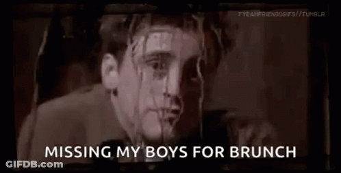 A Man Is Missing His Boys For Brunch In A Movie . GIF
