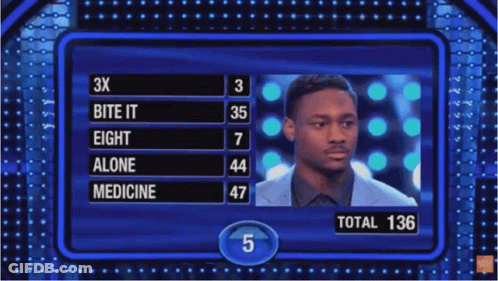 A Man Is On A Game Show With A Total Of 136 Points GIF