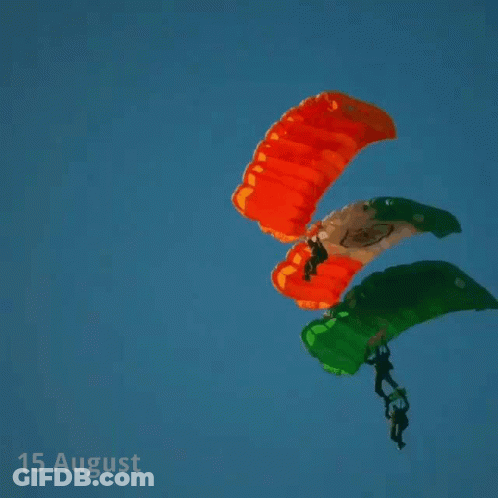 A Man Is Parachuting With The Words Happy Indepence Day Written On The Bottom GIF