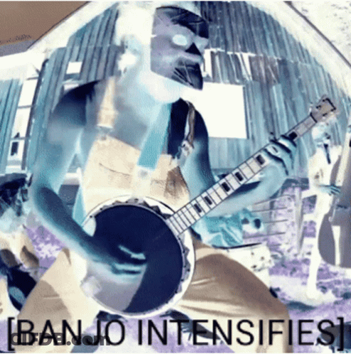Man Playing Banjo Banjo Intensifies Text GIF